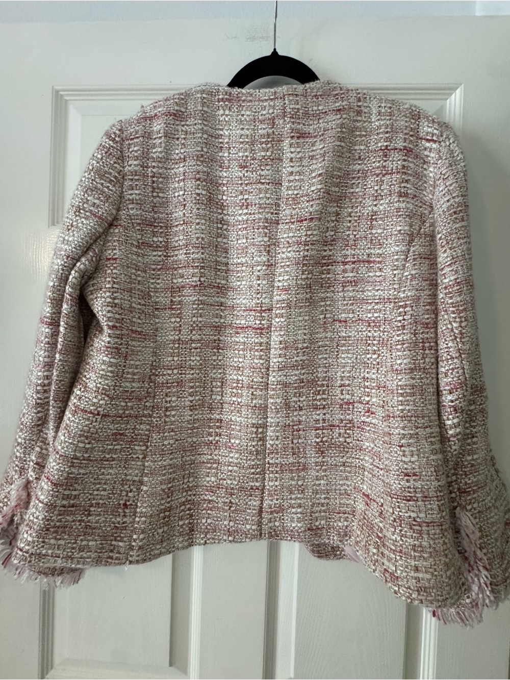 George Pink and Cream Tweed Open-Front Jacket - Picture 10 of 11